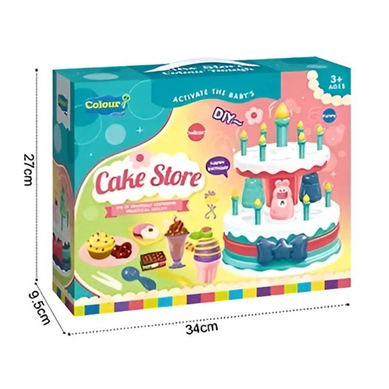 Cake Store - 6-Color Modeling Dough Set with 2-Tier Cake Molds - For Kids Ages 3+